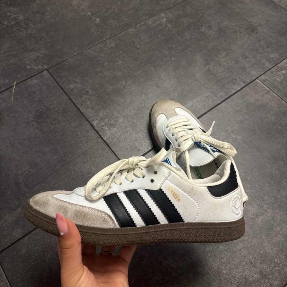 Adidas White and Black Sneakers with Classic Stripes